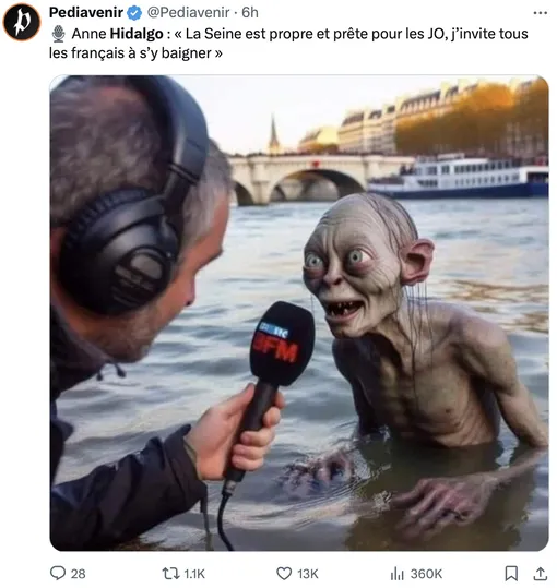 «Анн Идальго: "Сена чиста и готова к Олимпиаде. Я приглашаю всех французов искупаться в ней"». «Анн Идальго: "Сена чиста и готова к Олимпиаде. Я приглашаю всех французов искупаться в ней"».