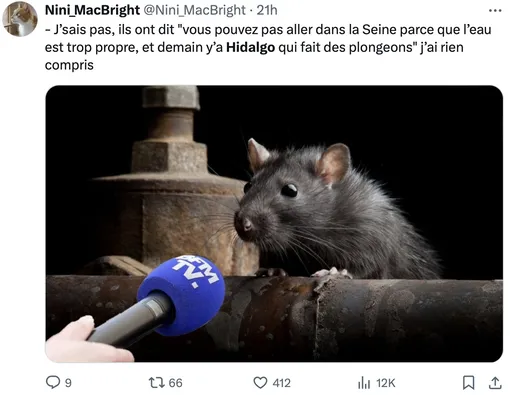 «Не знаю, они сказали: "В Сену нельзя, потому что вода слишком чистая, а завтра Идальго будет нырять". Но я ничего не понял». «Не знаю, они сказали: "В Сену нельзя, потому что вода слишком чистая, а завтра Идальго будет нырять". Но я ничего не понял».